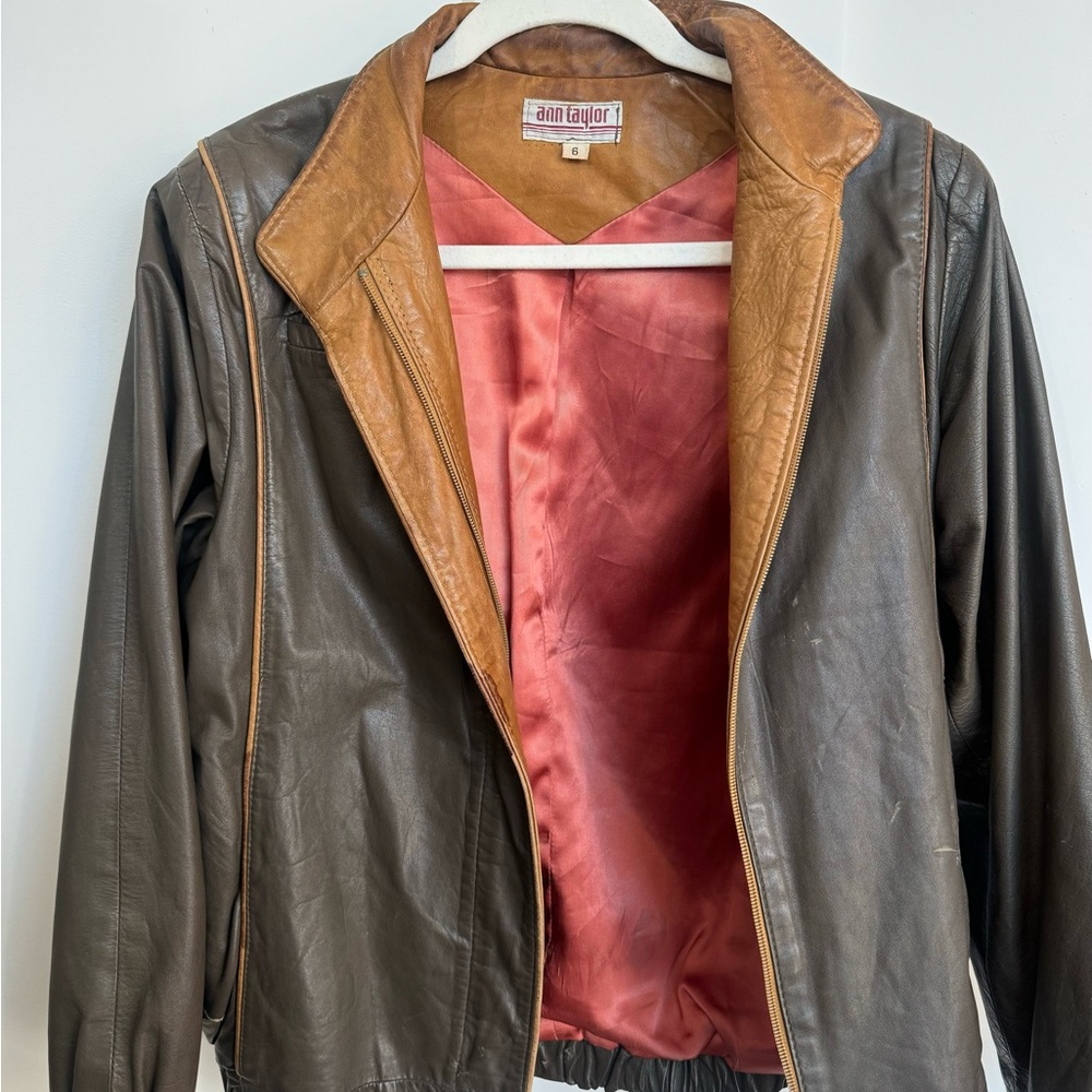 Ann Taylor Brown Leather Jacket